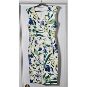 Calvin Klein Scuba Dress Women's Size 6 Floral Knee Length Office Workwear